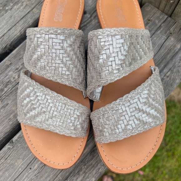 Carlos Santana Silver Metallic Summer Holly Woven Sandals Size 9M - Picture 2 of 6